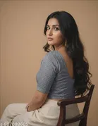 Lycra Ready Made Blouse for Women, Grey 