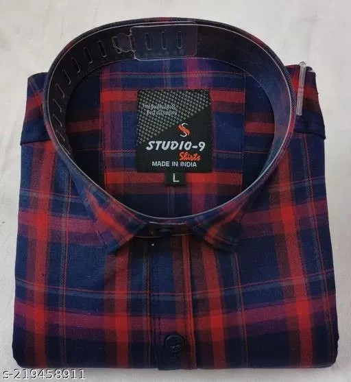 Cotton Blend Checked Shirt for Men, Red (XL) Pack of 1