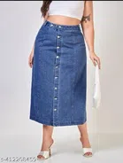 Cotton Solid Skirt for Women (Navy Blue, 28)