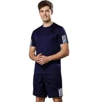 Polyester Printed Co-Ord Set for Men, Navy Blue 