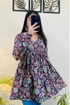 Rayon Printed Top for Women (Multicolor, S )