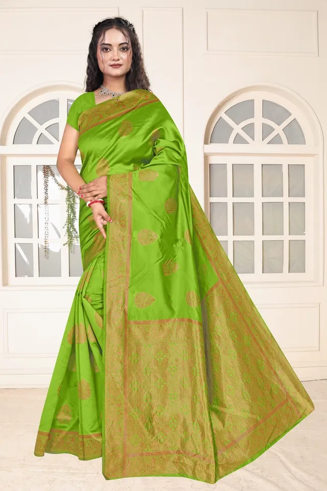 Jacquard Woven Design Saree for Women, Green (6.3 m)
