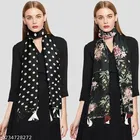 Poly Chiffon Scarves for Women, Black, Pack of 2