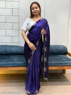 Silk Printed Saree for Women, Blue 