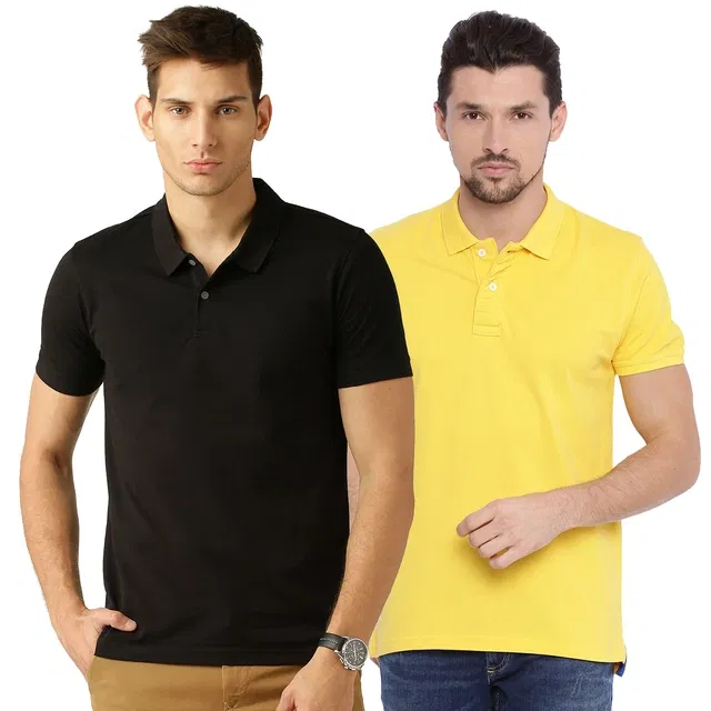 Polo Cotton Blend T-shirts for Men, Pack of 2 (Multicolor, XL)