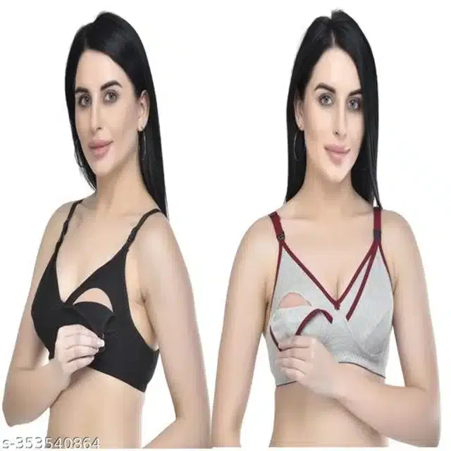Polycotton Feeding Bra for Women (Assorted, XXXL) (Pack of 2)