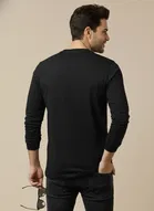 Polyester Printed T-shirt for Men, Black 