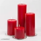 Scented Pillar Shaped Candles (Red, Pack of 4)