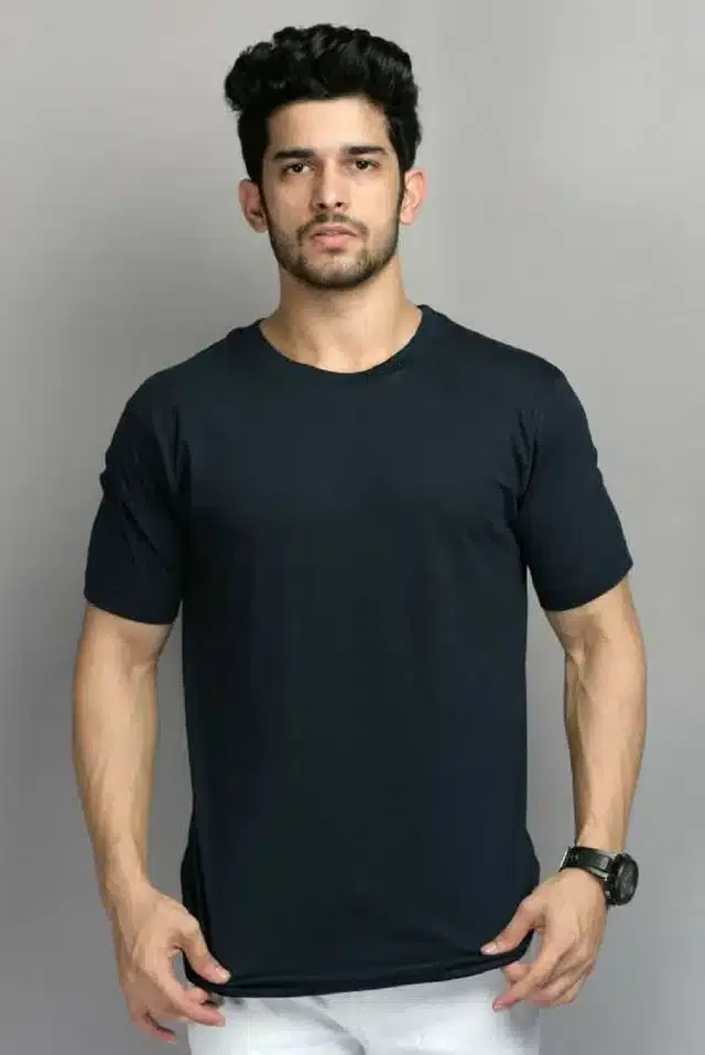 Half Sleeves T-Shirt for Men (Dark Blue, XXL)
