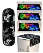 Knit Printed Fridge 3 Pcs Mat with Top & Handle Cover 