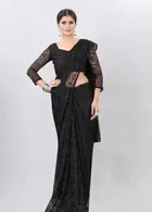 Net Solid Saree for Women 