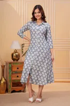 Printed Crepe Kurtis for Women, Grey 