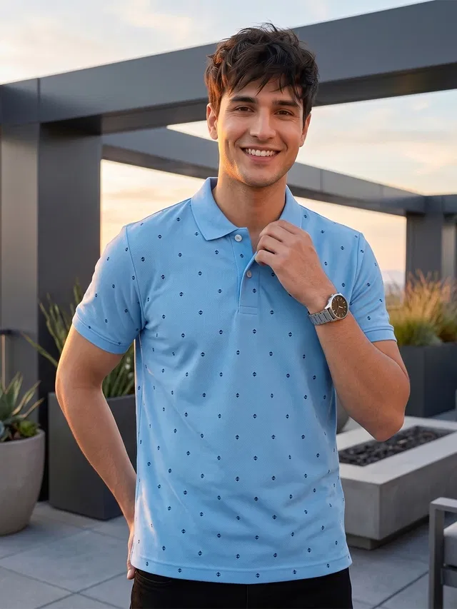 Polo T-shirt for Men (Sky, XXL)
