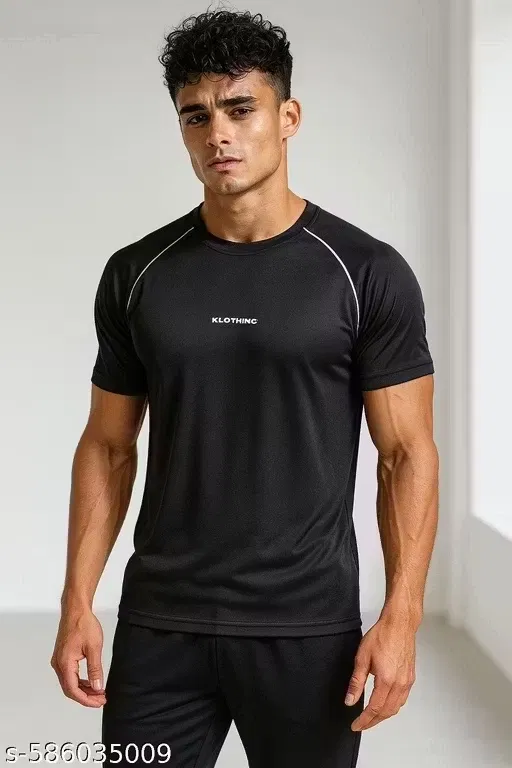Polyester T-shirt for Men, Black (L)
