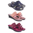 Combo of Slippers & 2 Pairs Heels for Women 
