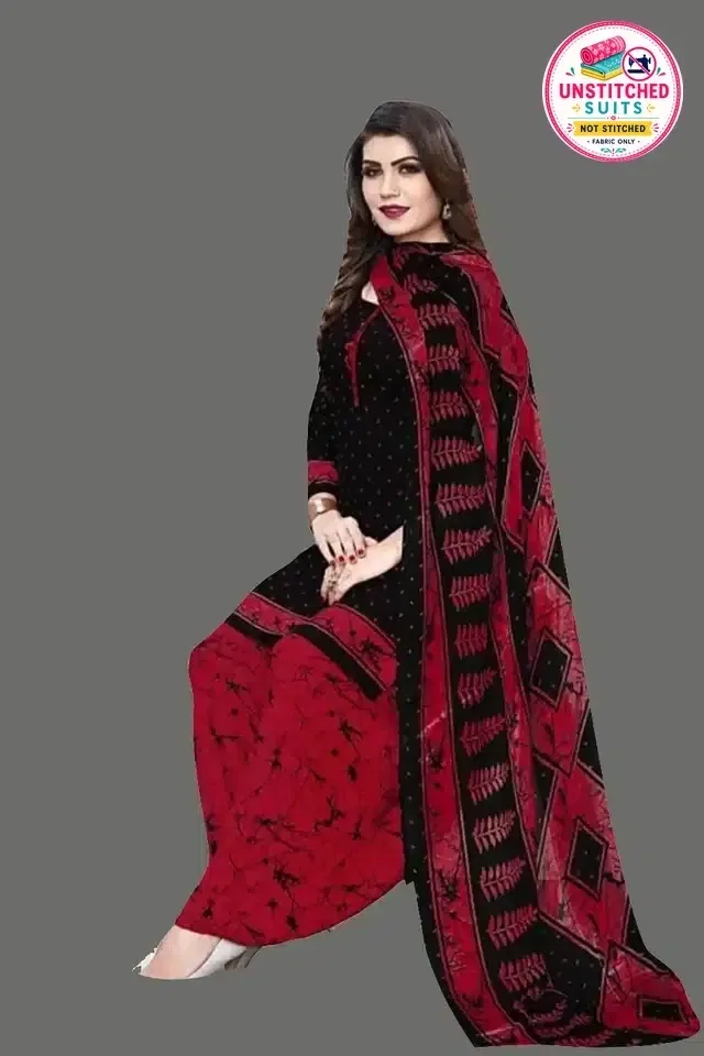 Unstitched Dress Material for Women & Girls (Black)