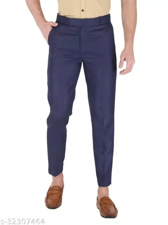 Cotton Blend Trouser for Men (Navy Blue, 32)