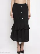 Crepe Skirt for Women (Black, 24)