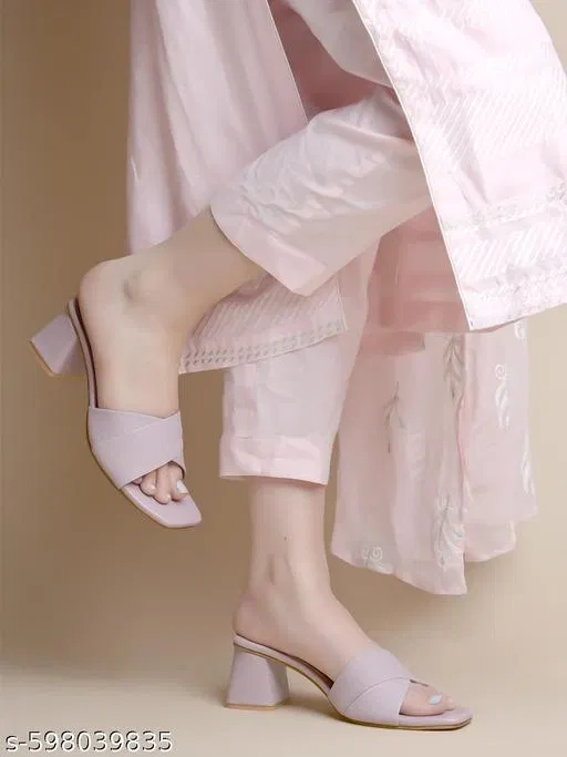 Shoetopia Purple Solid Heel Sandals (IND-8)