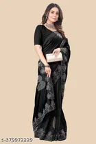 Georgette Saree for Women, Black 