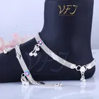 Brass Rhodium Plated Anklet Set 