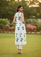 Teal Floral Printed Kurti for Women 