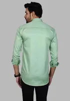 Cotton Blend Solid Shirt for Men, Green 