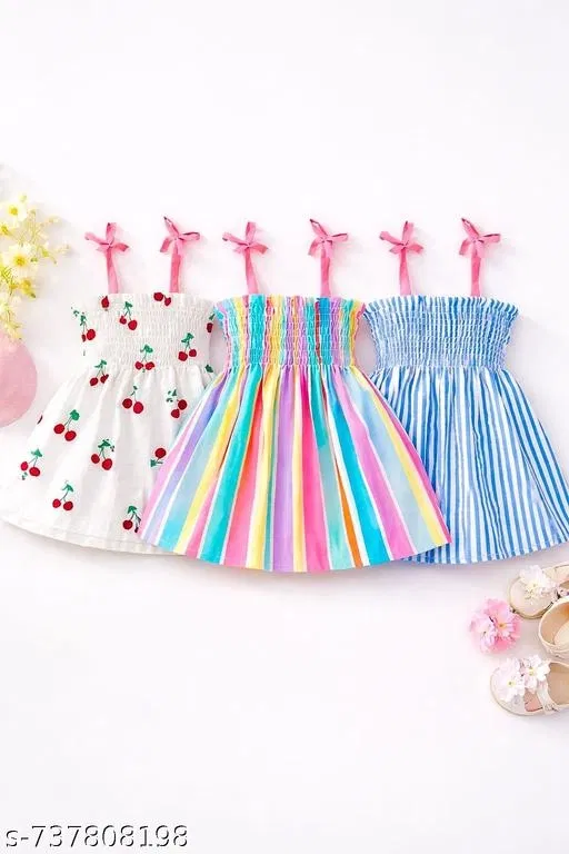 Cotton Set for Girls, Pack of 3 (Multicolor, 6-12 Months)