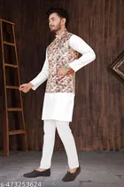 Colorblocked Cotton Kurta Set for Men 
