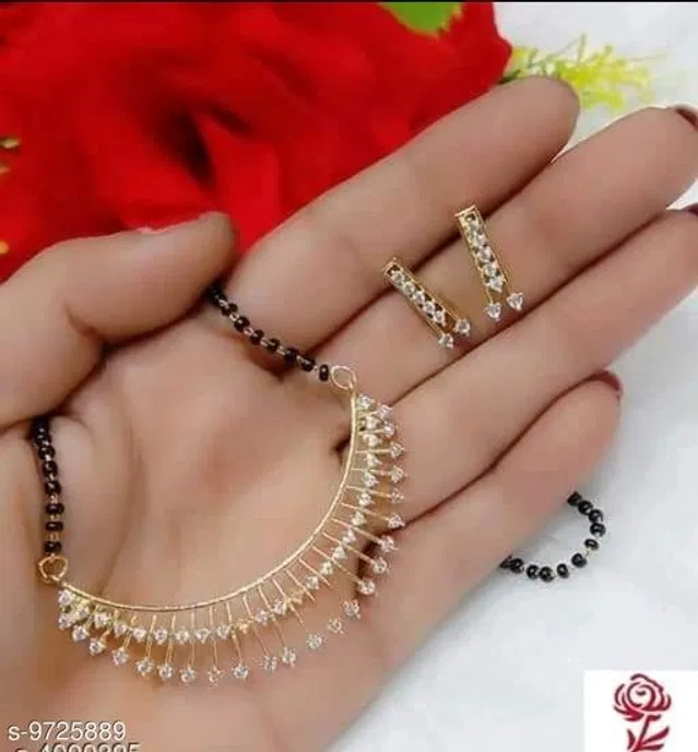 Alloy Mangalsutra with Earrings for Women (Multicolor, Set of 1)