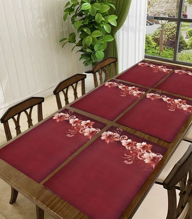 PVC Printed Dining Table Placemats (Multicolor, 30x45 cm) (Pack of 6)
