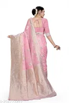 Linen Zari Woven Saree for Women 