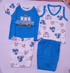 Cotton Blend Printed Clothing Set for Infants (Blue & Pink, 0-6 Months) (Set of 2)