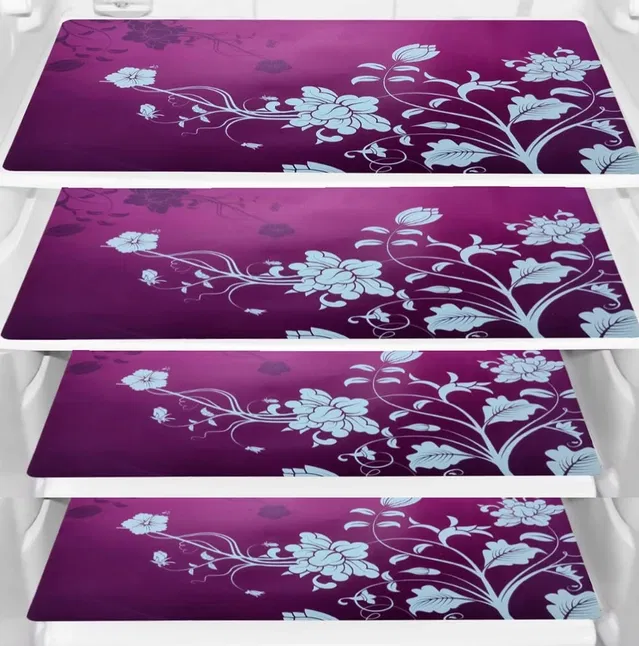 PVC Fridge Mat (Multicolor, Pack of 4)