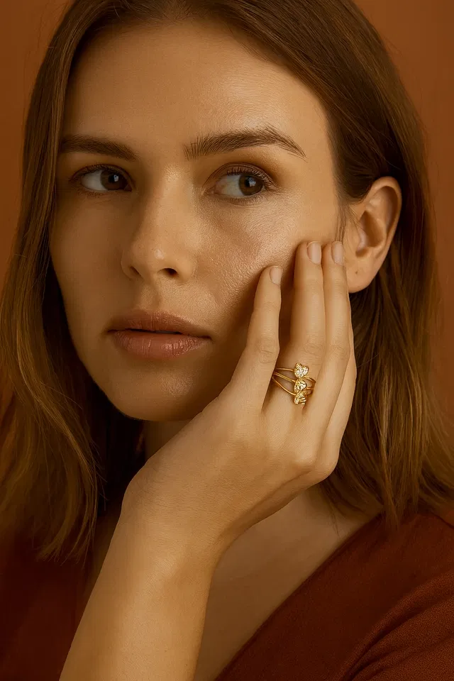 Gold Plated Rings for Women (Gold, Set of 2)