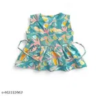 Cotton Polyester Printed Clothing Set for Girls, Green, Pack of 2 