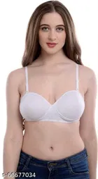 Cotton Blend Solid Padded Bra for Women 