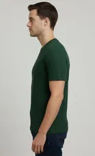 Round Neck Solid T-Shirt For Men, Dark Green 
