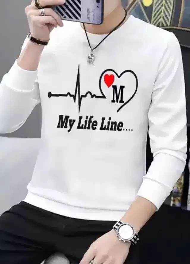 Long Sleeves T-Shirt for Men (White, XXL)