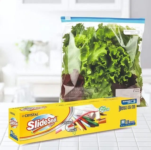Crystal Slide Seal Bags, Multipurpose Transparent Slide Seal Bags (Medium Size) 15pcs Pack of 1