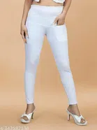 Lycra Jeggings for Women (White, 38)