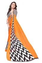 Women Georgette Printed Saree With Unstitched Blouse 
