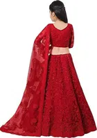 Net Embroidered Semi Stitched Lehenga for Girls 
