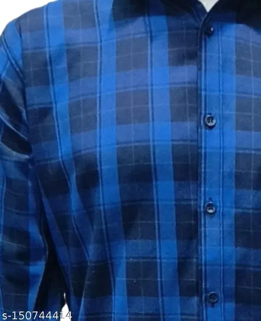 Cotton Blend Checked Shirt for Men, Blue (XL) Pack of 1