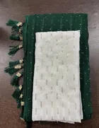 Georgette Solid Saree for Women, Bottle Green 