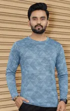 Abstract Printed Round Neck Polyester T-Shirt for Men 