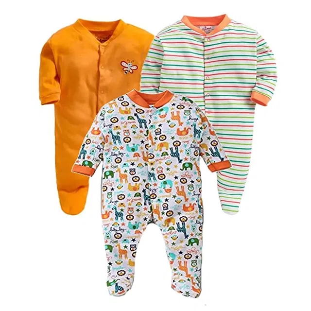 Hosiery Cotton Printed Rompers for Kids, Pack of 3, Multicolor (12-18 Months)