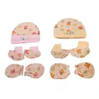 Cotton Printed Cap, Mittens and Booties for New Born Baby (Set of 2) (Multicolor, 0-6 Months)