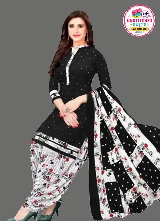 Unstitched Dress Material for Women & Girls (Black)