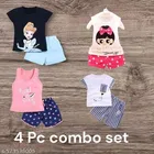 Hosiery Cotton Printed Clothing Set for Kids, Multicolor, Pack of 4 